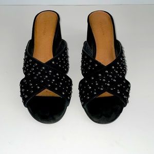 Black Studded Block Sandals